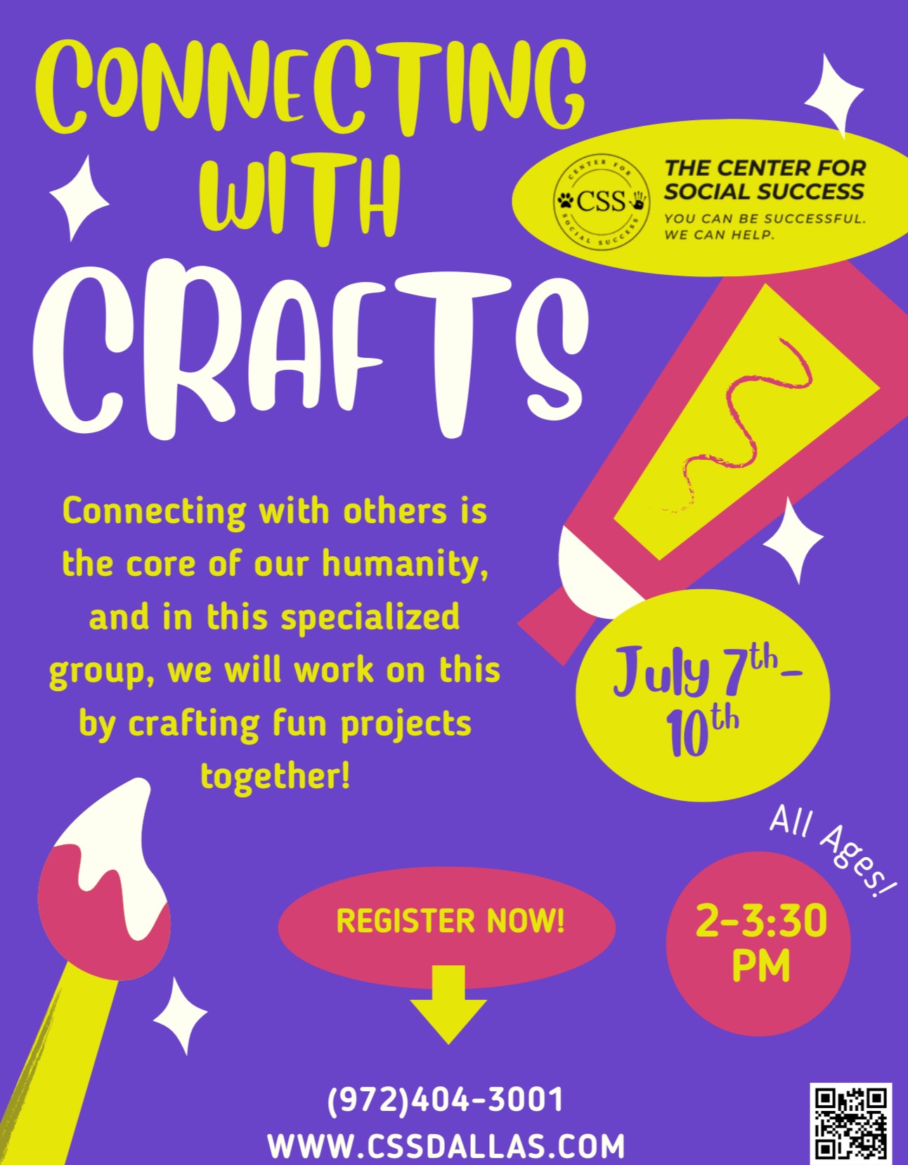 Connecting with Crafts Camp Flyer