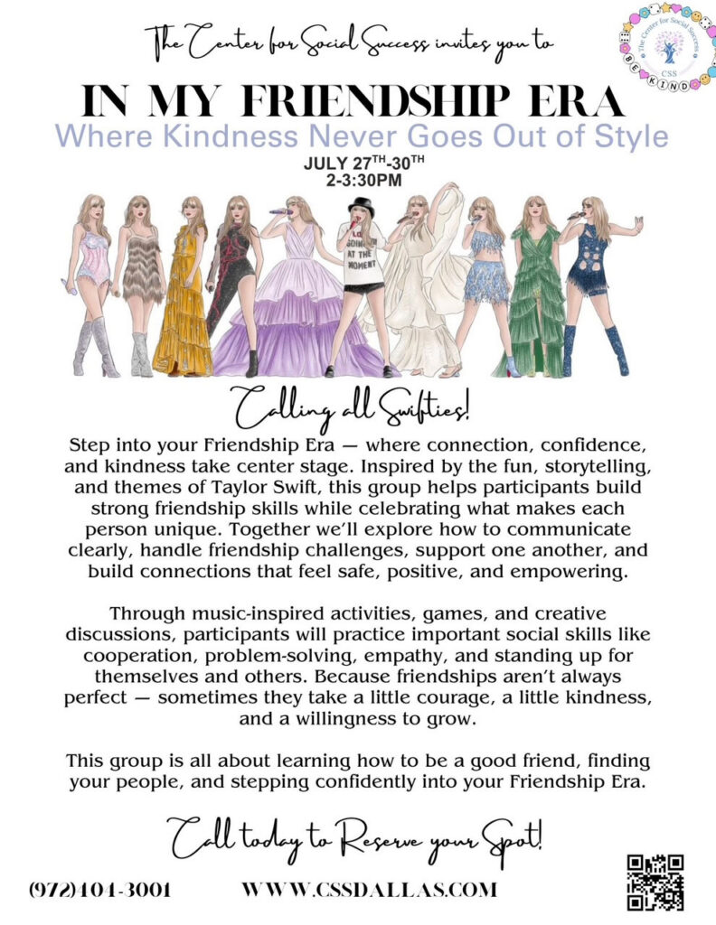 Flyer for middle school summer group. "In My Friendship Era" group.